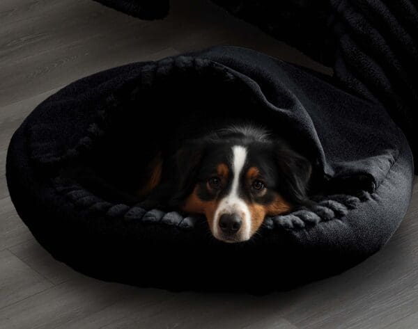 HOODED ROUND CUDDLER LARGE BLK 2