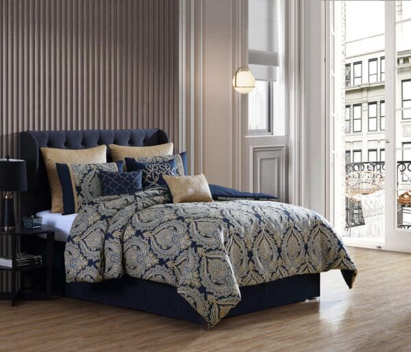 NavyDamaskNavy_lg-1jpg - Hallmart Collectibles NavyDamaskNavy_lg-1jpg